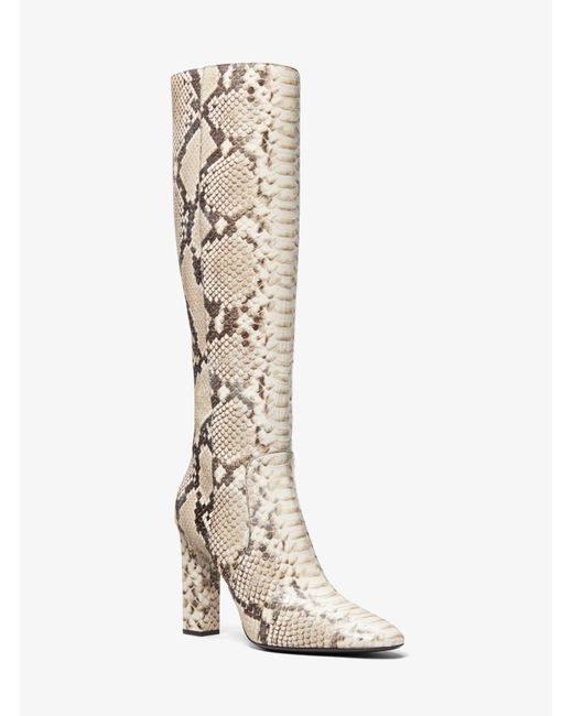 Michael Kors White Carly Python Embossed Leather Boot