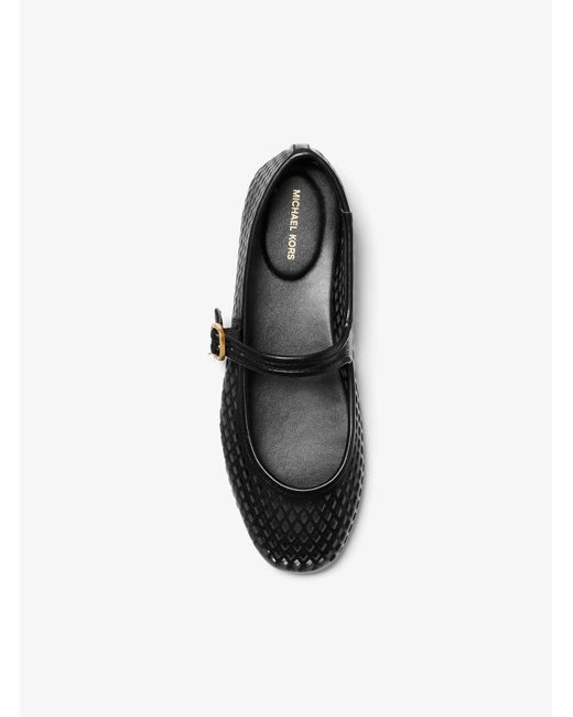 MICHAEL Michael Kors White Mk Nellie Flex Laser-Cut Leather Flat