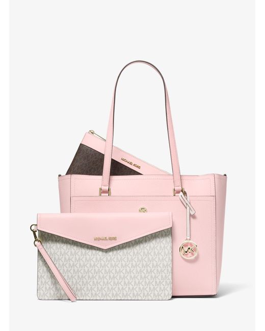 Michael Kors Maisie Large Pebbled Leather 3-in-1 Tote Bag in Pink | Lyst