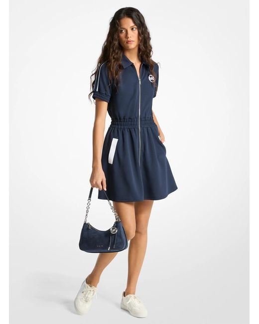 MICHAEL Michael Kors Blue Mk Piqué Zip-Up Mini Dress