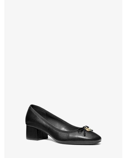 MICHAEL Michael Kors Black Mk Piper Flex Leather Block Heel Pump