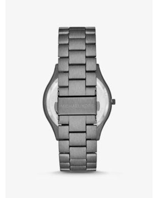 Michael Kors Black Oversized Slim Runway Gunmetal Watch And Jet Set Charm Leather Wallet Gift Set