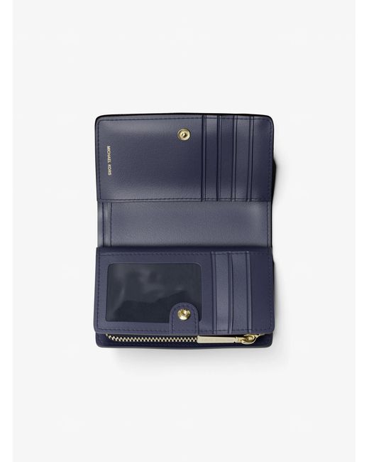 Michael Kors Blue Bryant Medium Pebbled Leather Wallet