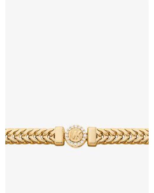 Michael Kors White Pavé Logo Foxtail Chain Necklace