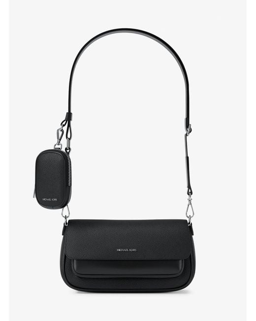 Michael Kors White Jet Set Travel Small Pebbled Leather Crossbody Bag With Pouch