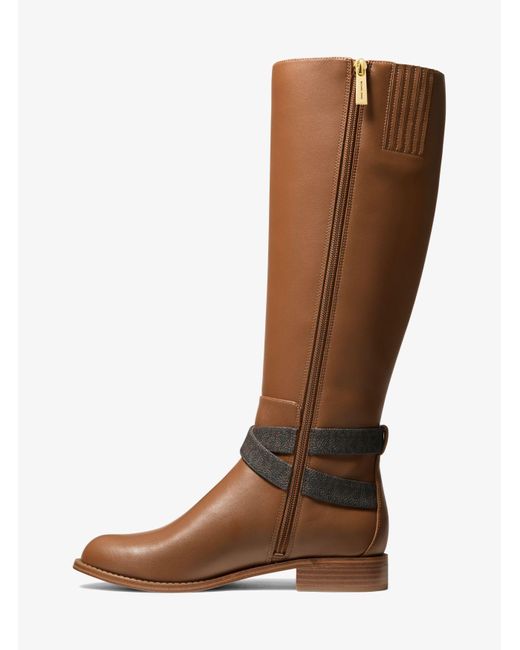 Michael Kors Rory Faux Leather And Logo Boot in Brown | Lyst UK