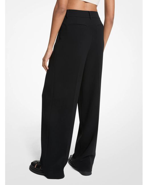 MICHAEL Michael Kors White Mk Pleated Crepe Wide-Leg Pant