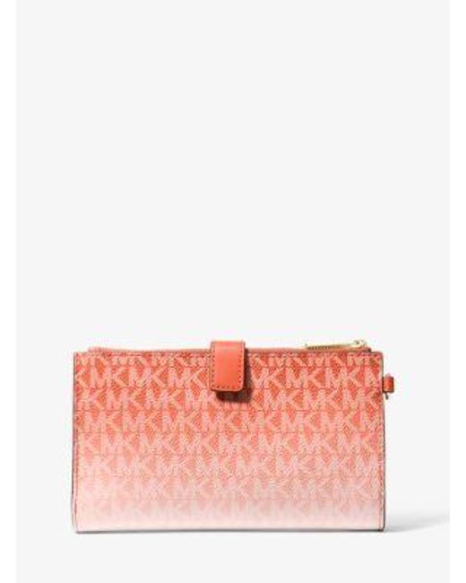 Michael Kors Pink Jet Set Large Ombré Signature Logo Wristlet