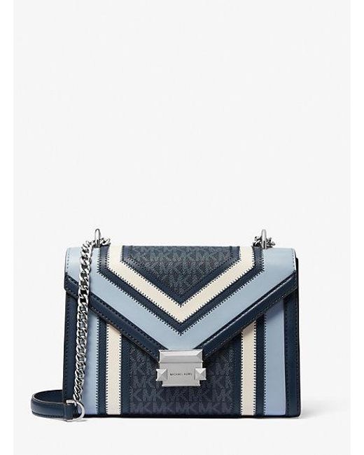 Michael Kors Blue Whitney Medium Color-block And Signature Logo Shoulder Bag