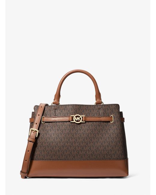 Mk Borsa A Mano Reed Grande Con Stampa Logo di Michael Kors Outlet in Brown