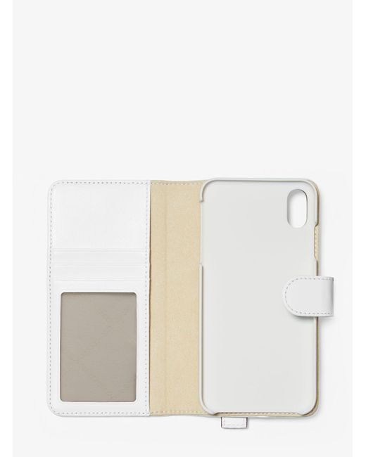 Michael Kors Synthetic Embellished Leather Hand-strap Folio Case For Iphone  Xs Max in White | Lyst Canada
