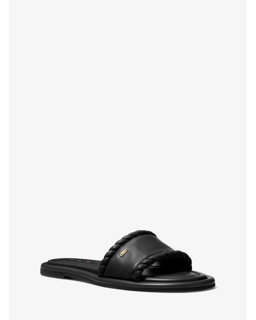MICHAEL Michael Kors Black Mk Dana Leather Slide Sandal