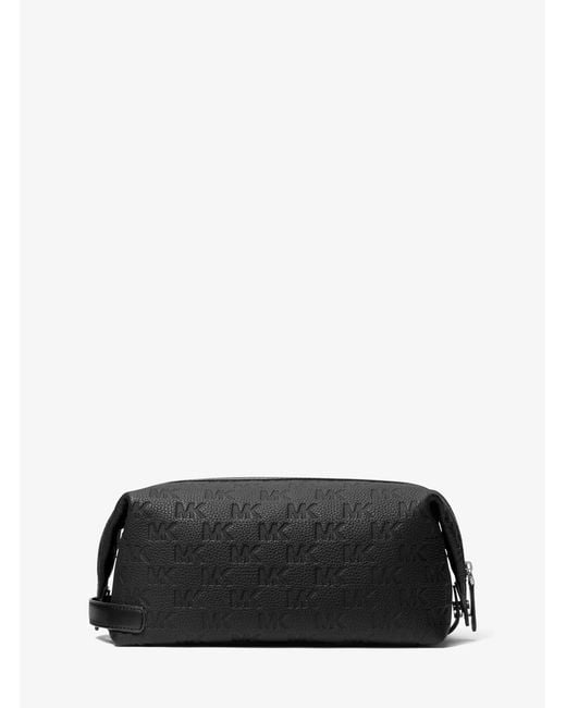 Michael Kors Black Mk Jet Set Logo Embossed Leather Travel Kit for men