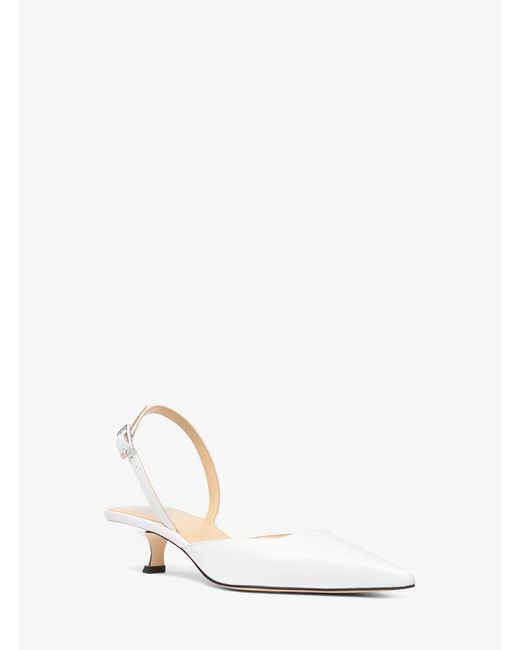 MICHAEL Michael Kors White Mk Luna Leather Slingback Kitten Pump