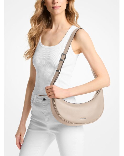 MICHAEL Michael Kors White Mk Avra Medium Leather Crossbody Bag