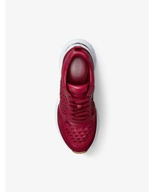 Michael Kors Red Katrina Woven Wedge Trainer