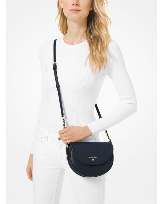 MICHAEL Michael Kors Mk Jet Set Medium Pebbled Leather Half Dome Crossbody in Blue Lyst UK