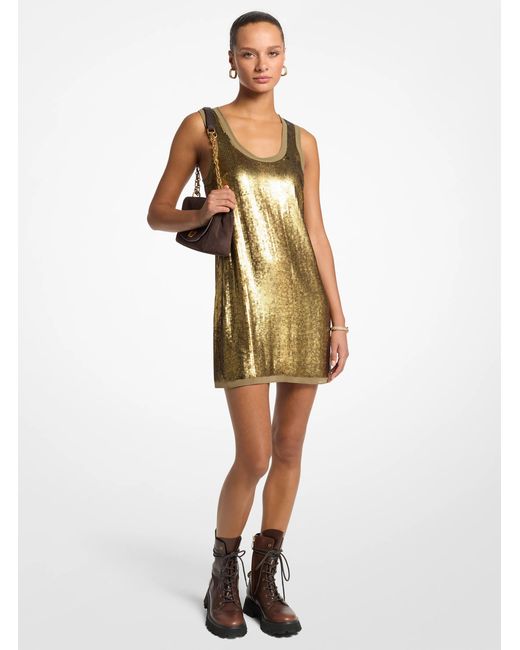 Michael Kors Natural Sequined Georgette Dress