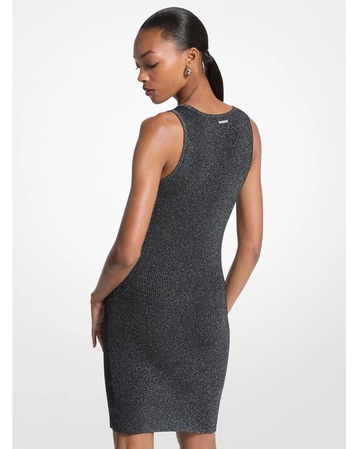 MICHAEL Michael Kors White Metallic Ribbed Knit Tank Dress