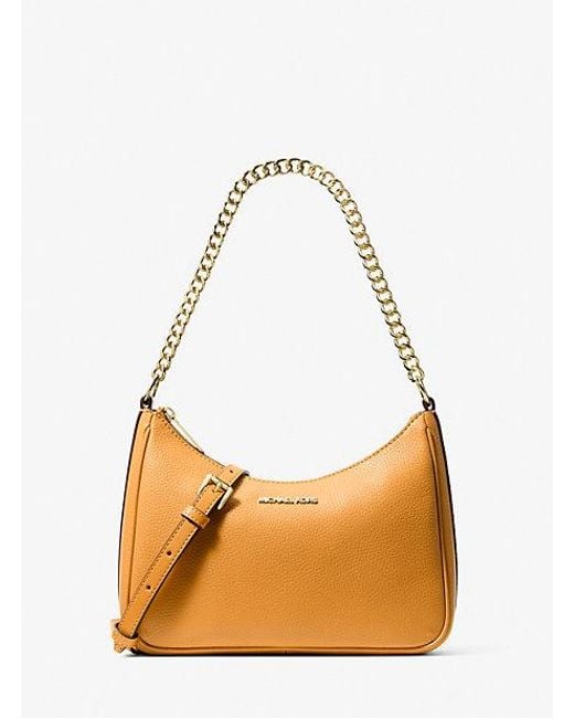 Michael Kors Natural Jet Set Large Pebbled Leather Convertible Crossbody Bag