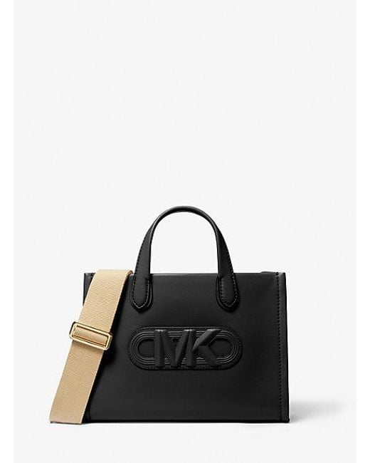 Michael Kors Black Gigi Small Embossed Leather Messenger Bag