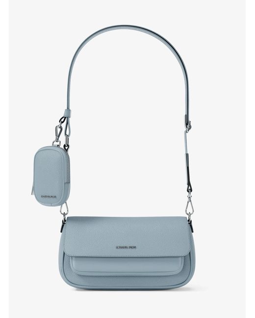 Michael Kors Blue Jet Set Travel Small Pebbled Leather Crossbody Bag With Pouch