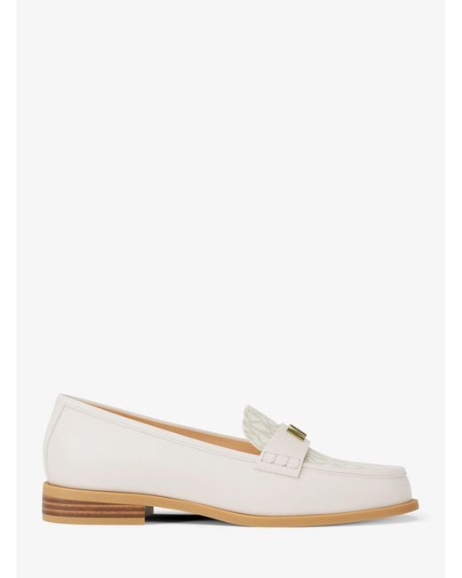 MICHAEL Michael Kors White Mk Lex Leather And Signature Logo Loafer