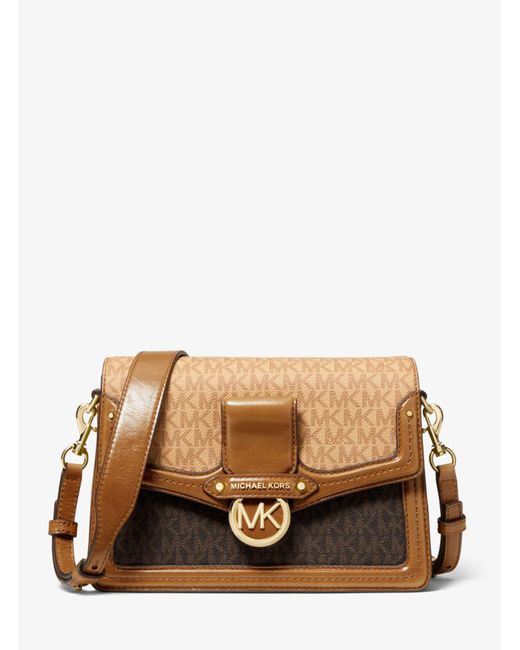 Michael kors jessie medium logo and leather shoulder bag hot sale