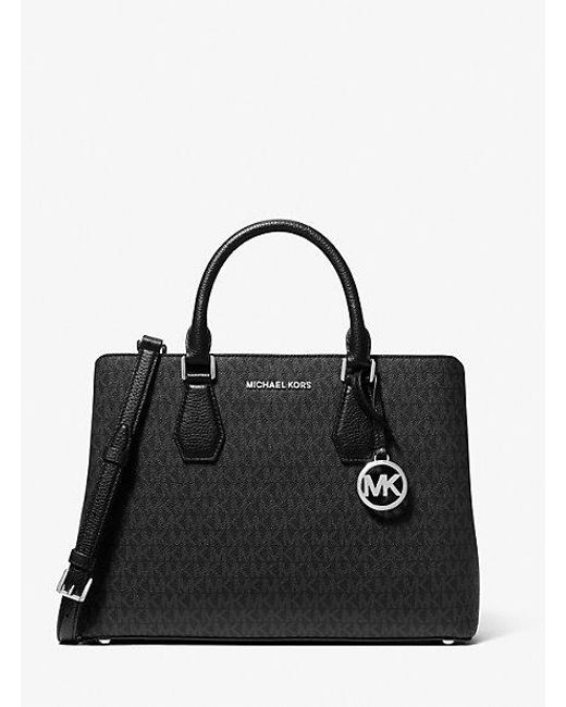 MICHAEL Michael Kors Mk Camille Large Logo Satchel in Black Lyst UK