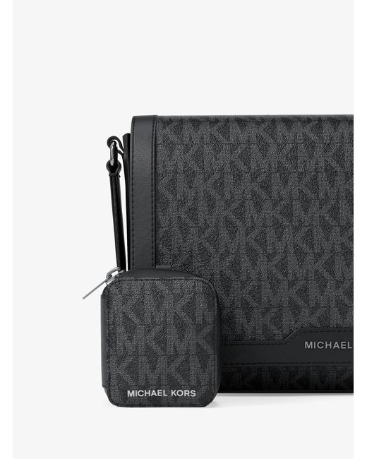 Michael Kors Gray Hudson Mini Signature Logo Crossbody Bag With Airpod Case For Apple Airpods Pro for men