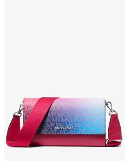 Michael Kors Red Jet Set Large Ombré Signature Logo Crossbody Bag