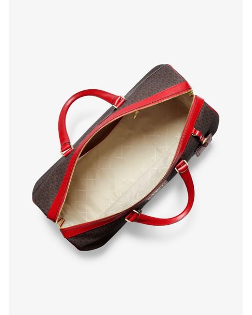 Michael Kors Bedford Travel Extra-large Logo Stripe Weekender Bag in Red - Lyst