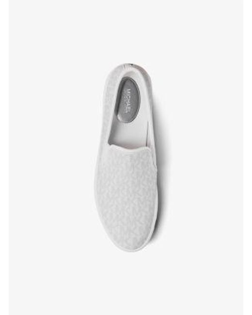 Michael Kors White Teddi Signature Logo Slip-On Sneaker