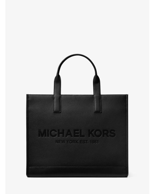 Michael Kors Black Cooper Logo Embossed Faux Pebbled Leather Tote Bag for men