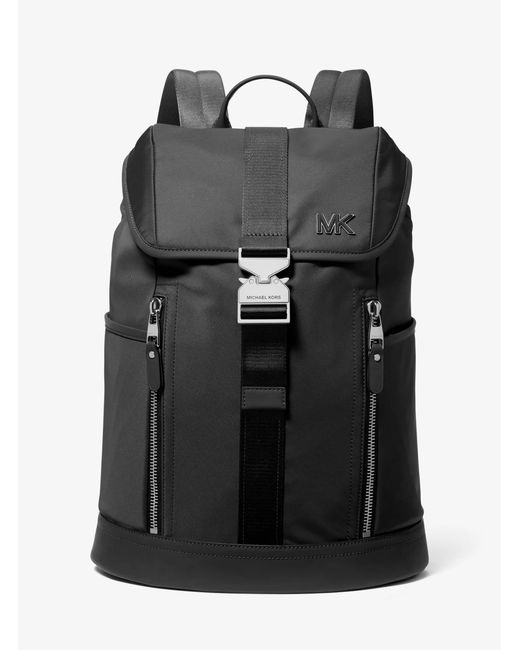 Michael Kors Black Mk Eli Nylon Aviator Backpack for men