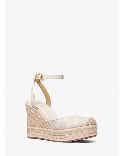 Michael Kors White Larissa Logo Jacquard Espadrille Wedge