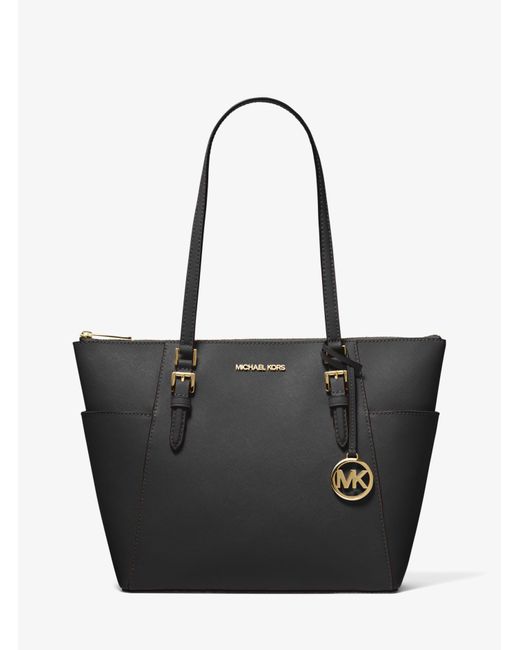 Michael Kors Charlotte Large Saffiano Leather Top-zip Tote Bag in Black ...