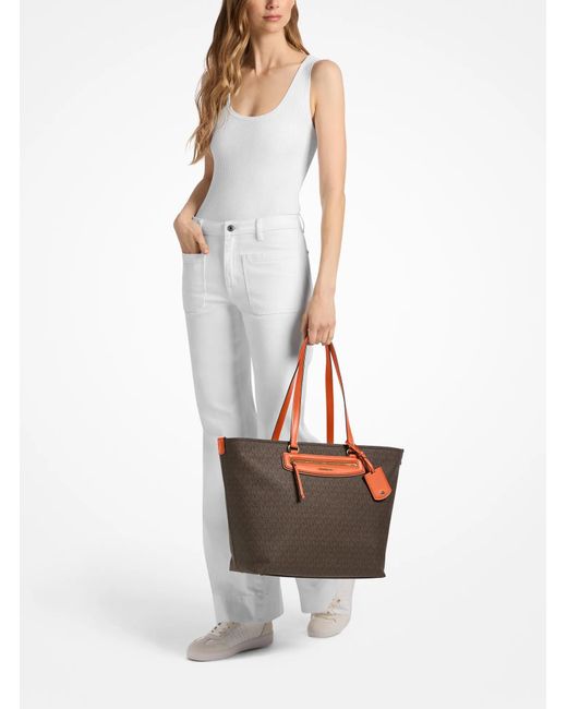 MICHAEL Michael Kors Gray Mk Jet Set Travel Extra-Large Signature Logo Tote Bag