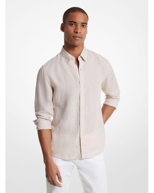 Michael Kors White Mk Linen Shirt for men