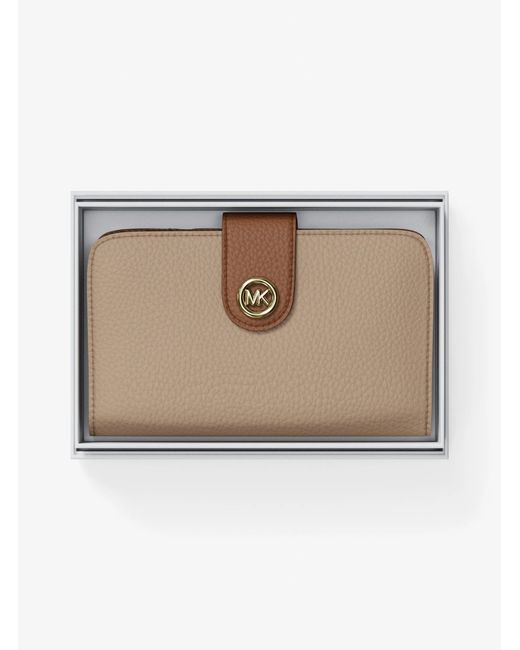 MICHAEL Michael Kors Natural Mk Pop Charm Medium Color-Block Pebbled Leather Logo Wallet
