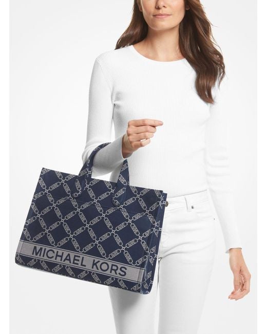 Michael Kors Blue Shopper Gigi Large Aus Jacquard Mit Empire-Logomuster