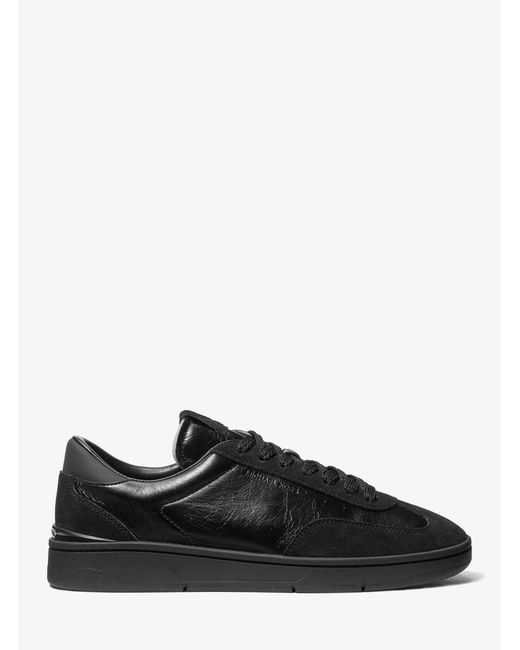 Michael Kors Black Mk Wilton Leather And Suede Trainers for men