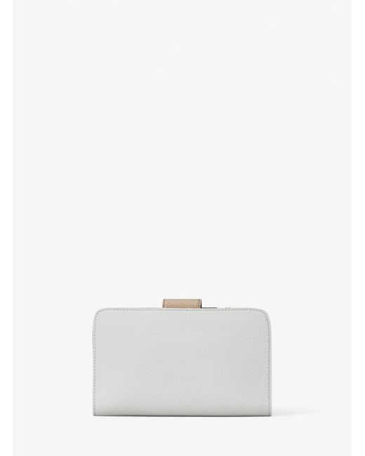 MICHAEL Michael Kors White Mk Pop Charm Medium Color-Block Pebbled Leather Logo Wallet