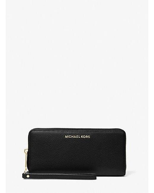 Michael Kors White Jet Set Travel Large Pebbled Leather Wristlet