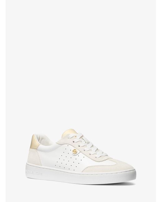 MICHAEL Michael Kors White Metallic Leather Low-Top Sneakers