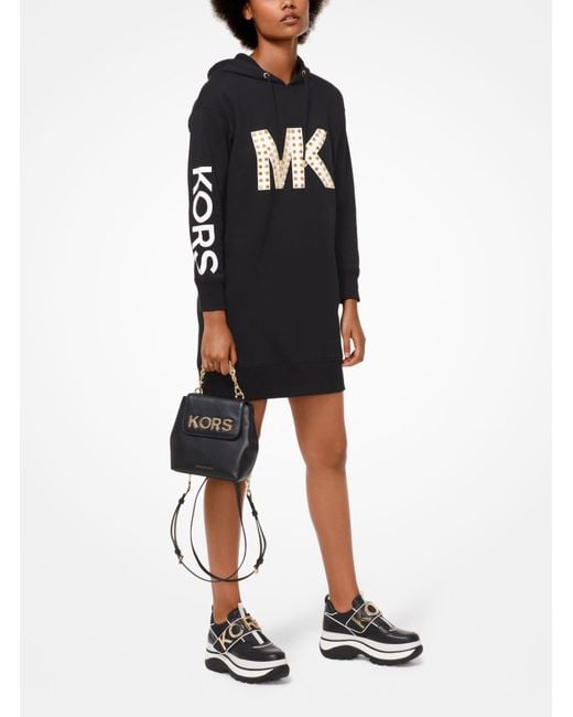 Michael Kors Studded Logo Sweatshirt Dress in Black | Lyst