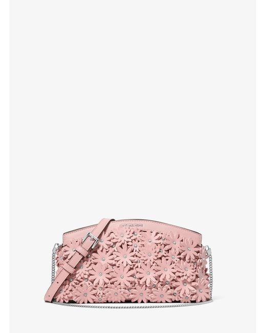 MICHAEL Michael Kors Pink Mk Athena Floral Appliqué Convertible Clutch