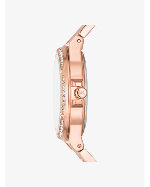 Michael Kors White Armbanduhr Lennox Im Rosé-Goldton Mit Pavé Und Logo