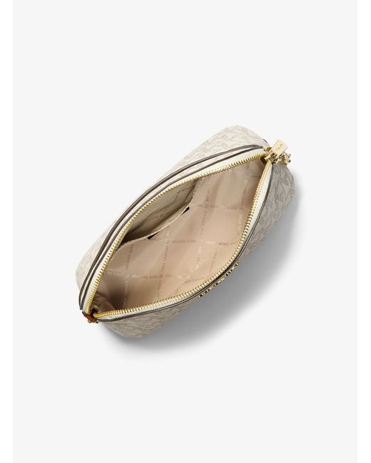 Michael Kors Outlet Natural Mk Cindy Signature Logo Dome Crossbody Bag