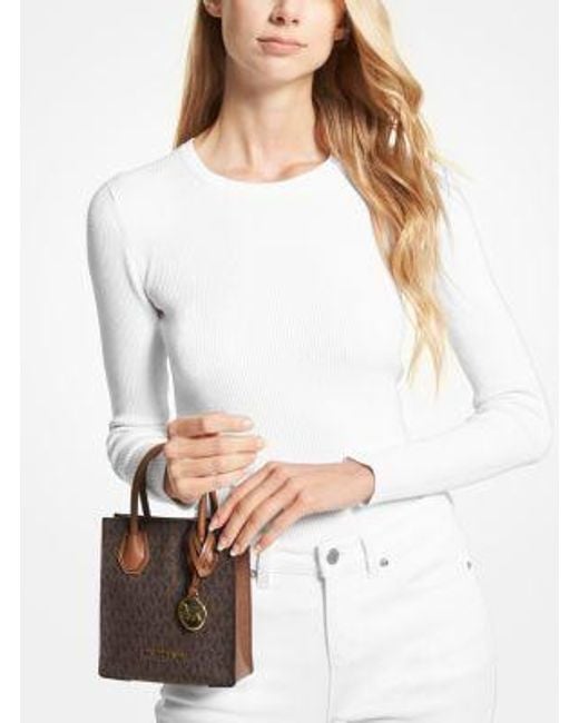 Michael Kors Brown Mercer Extra-Small Logo And Leather Crossbody Bag